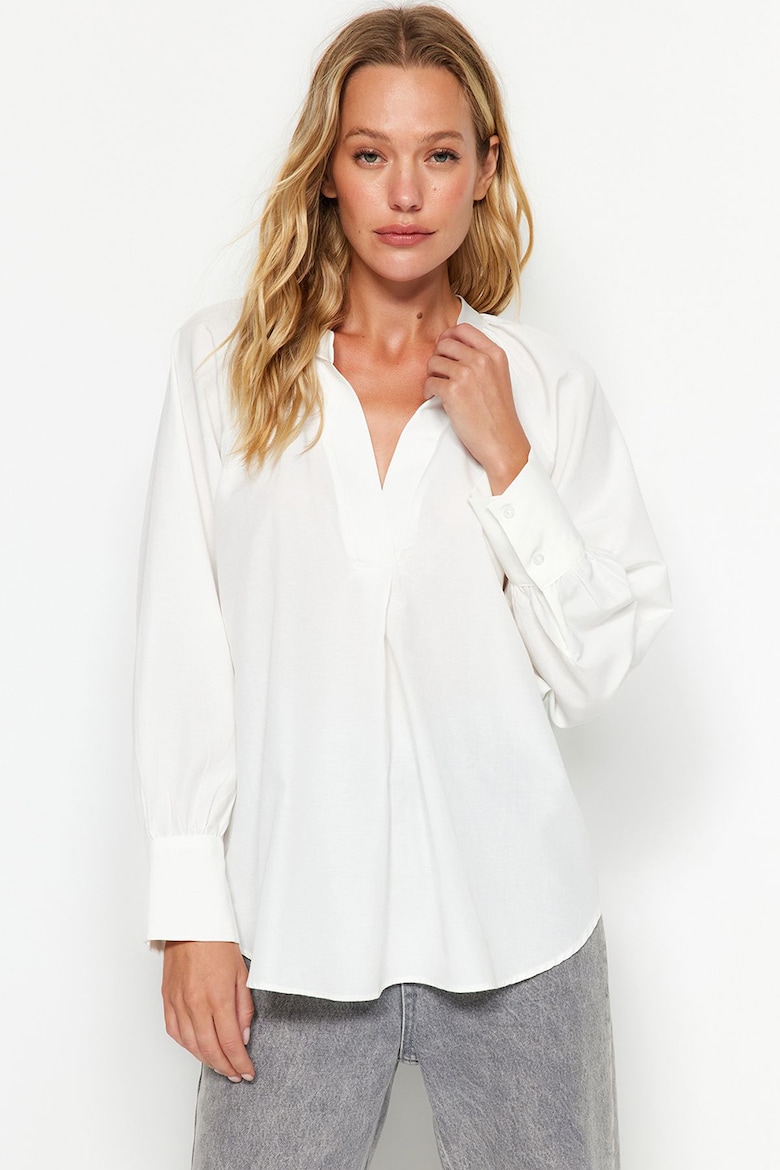Блуза с низким воротником Trendyol, белый