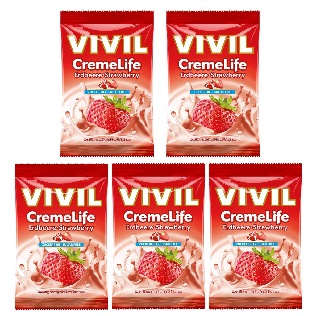 

Vivil Creme Life леденцы клубничные без сахара 110г упаковка 5 шт.