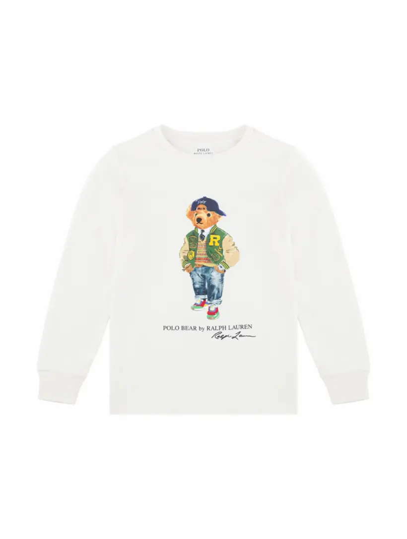 

Хлопковый лонгслив Polo Bear Ralph Lauren, белый