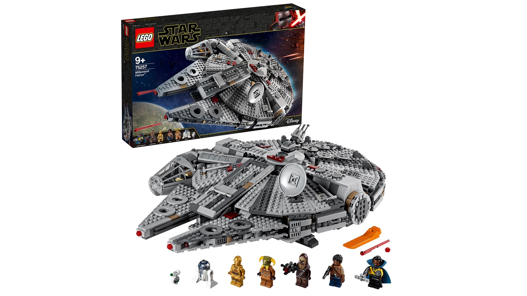 конструктор lego тысячелетний сокол star wars 75257 Lego Star Wars Тысячелетний сокол, космический корабль с минифигурками