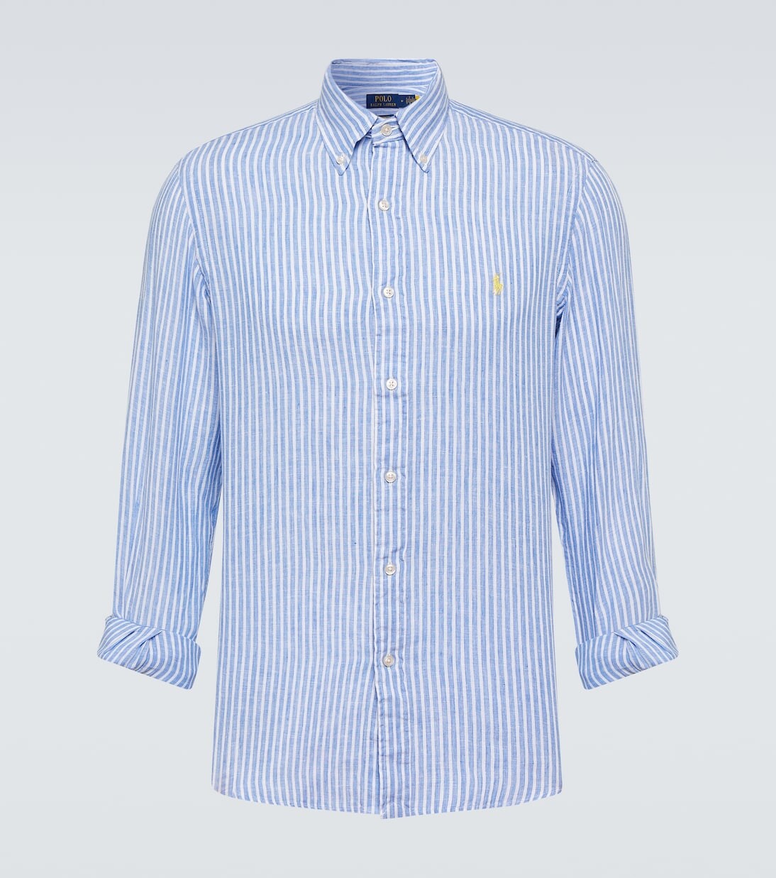 

Полосатая льняная рубашка Polo Ralph Lauren, синий