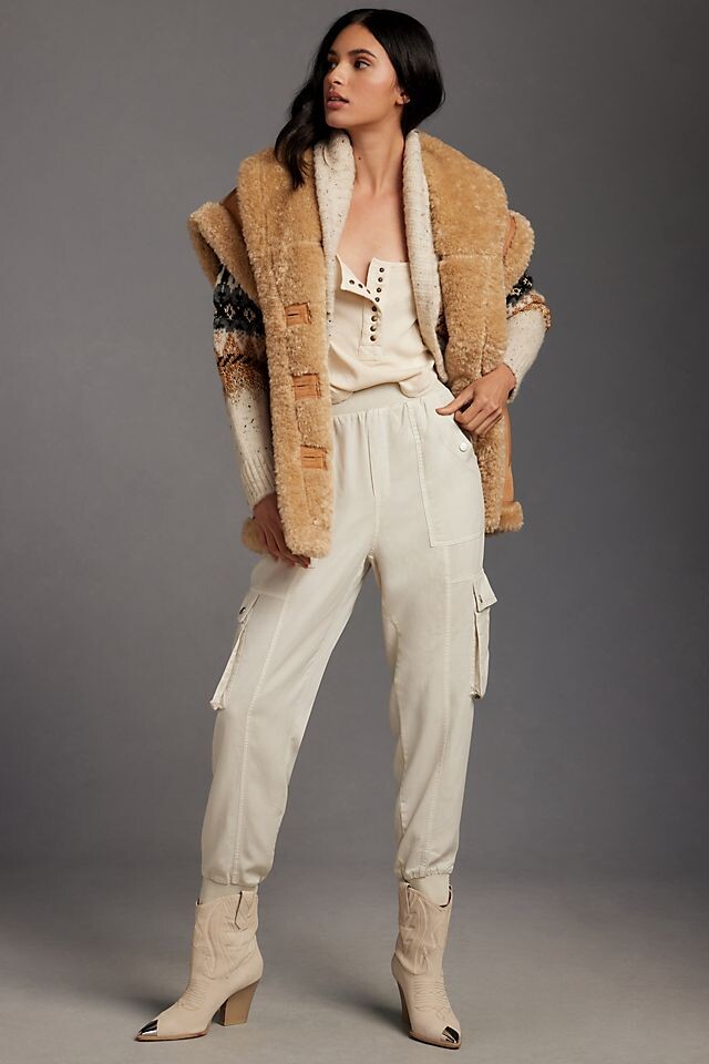 

Брюки Anthropologie Cargo Joggers, айвори, Бежевый