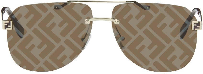 Золотые солнцезащитные очки Sky с монограммой Fendi цена и фото