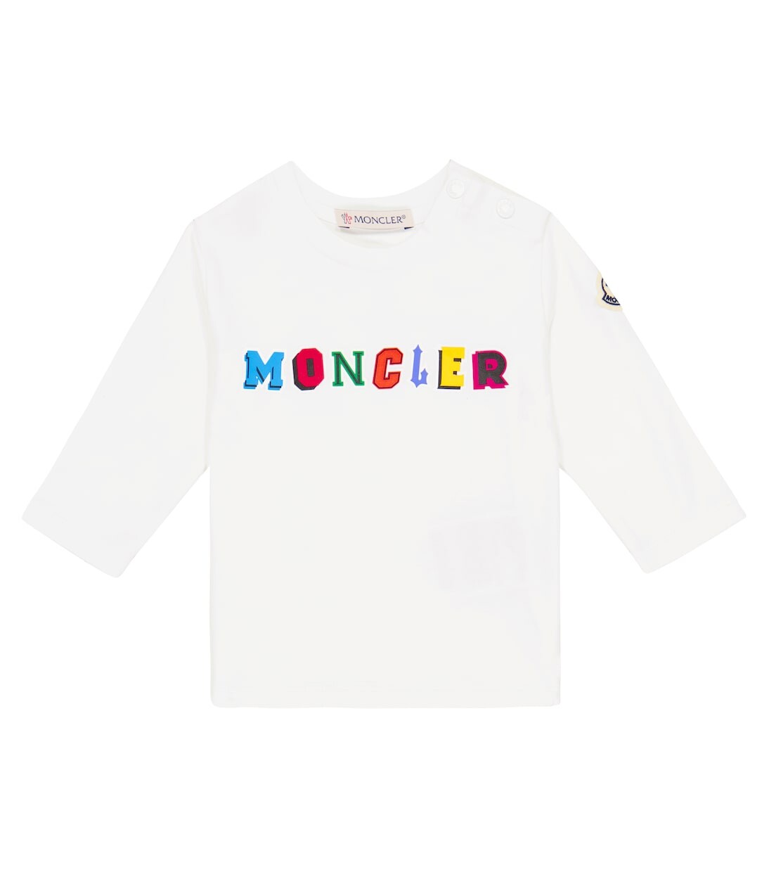 

Футболка из смесового хлопка с детским принтом Moncler Enfant, белый