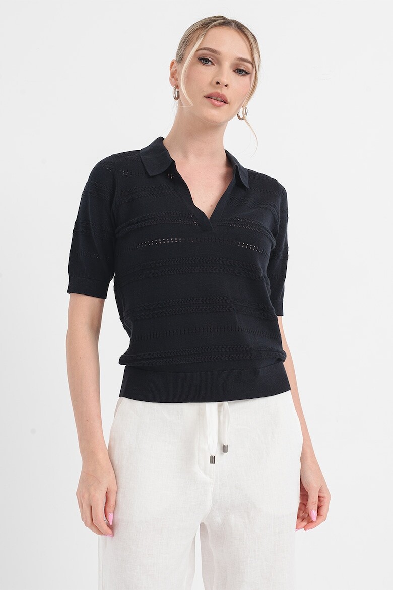 

Хлопковая футболка с воротником Esprit, черный