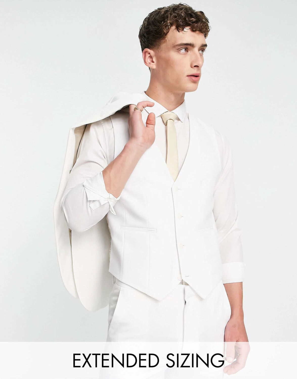 

Белый супероблегающий костюм-жилет ASOS