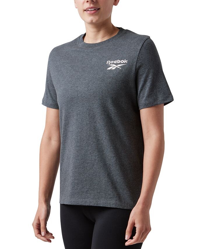 

Женская хлопковая футболка с блестящим логотипом Reebok, серый