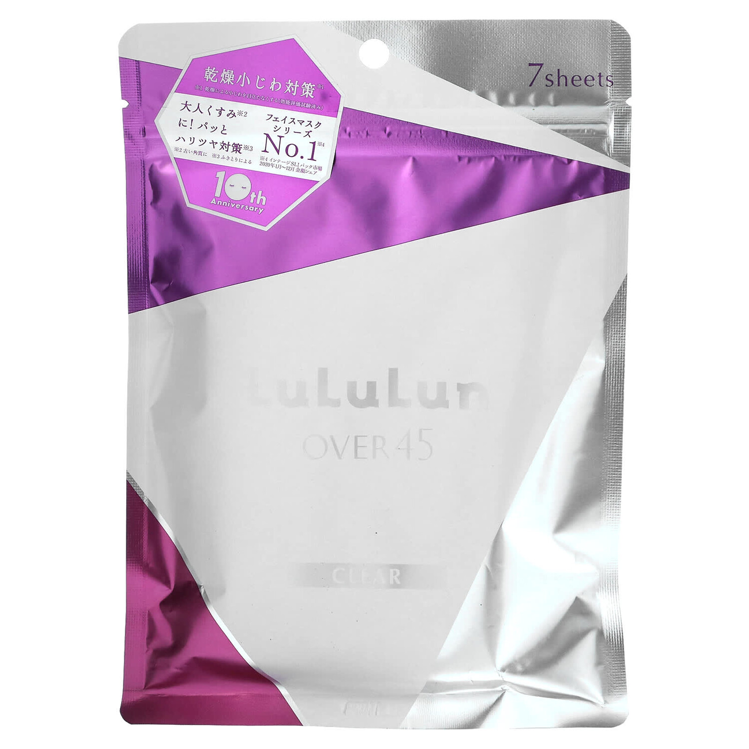 

Over 45 Beauty Sheet Mask, Iris Blue (Clear) 2KS, 7 шт., 113 мл (3,82 жидк. Унции), Lululun