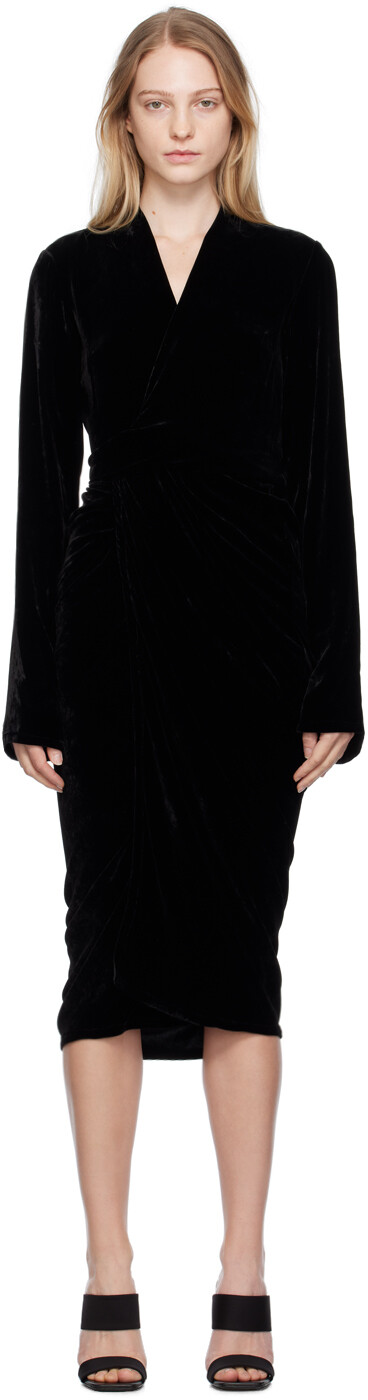 

Черное платье миди с запахом Rick Owens