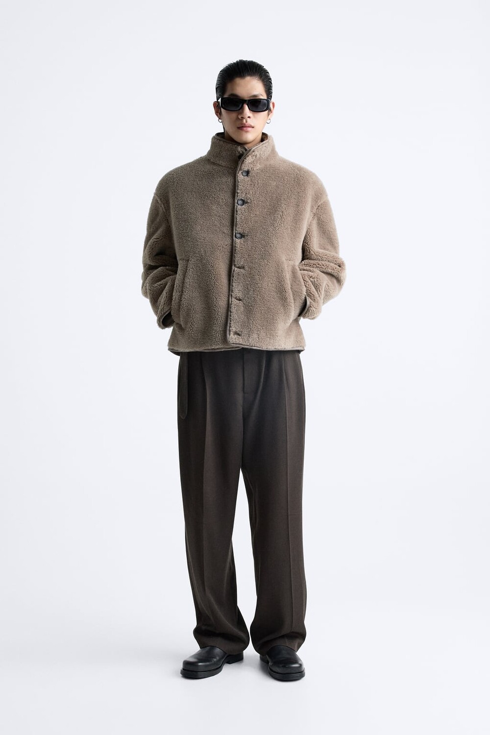

Куртка из искусственной овчины ZARA, кэмел