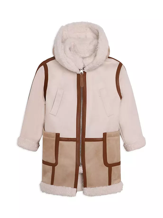 

Пальто Mini Me из искусственной шерпы для маленьких девочек и девочек Chloé, цвет stone