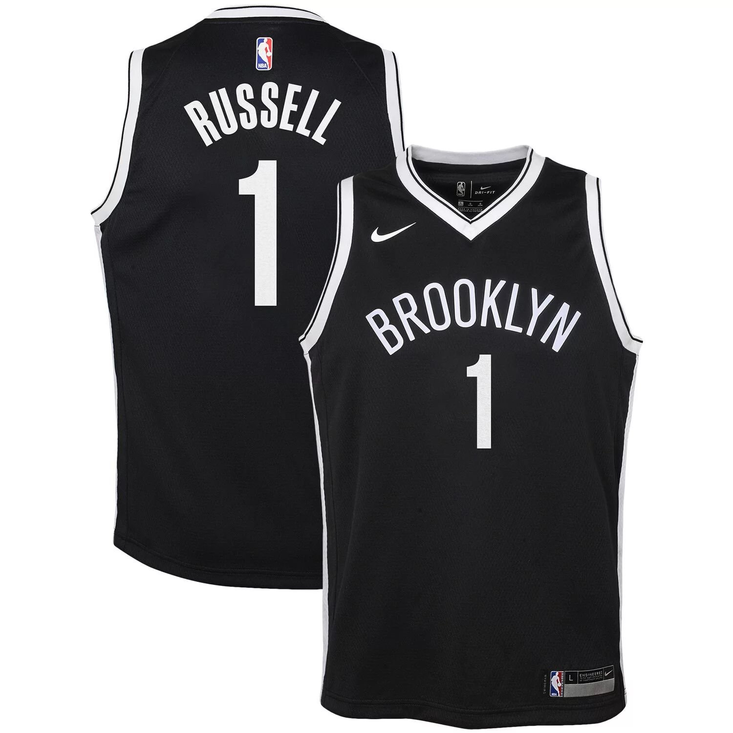 

Молодежная черная майка Nike D'Angelo Russell Brooklyn Nets Swingman — Icon Edition Nike