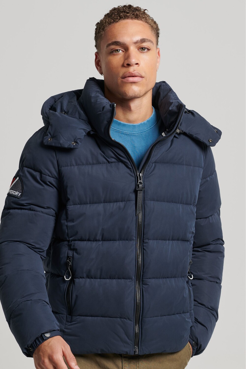 

Пуховик Mountain из микрофибры Superdry, синий