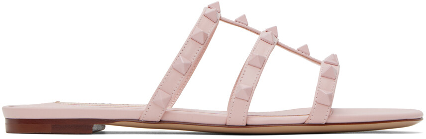 

Розовые шлепанцы Rockstud Valentino Garavani