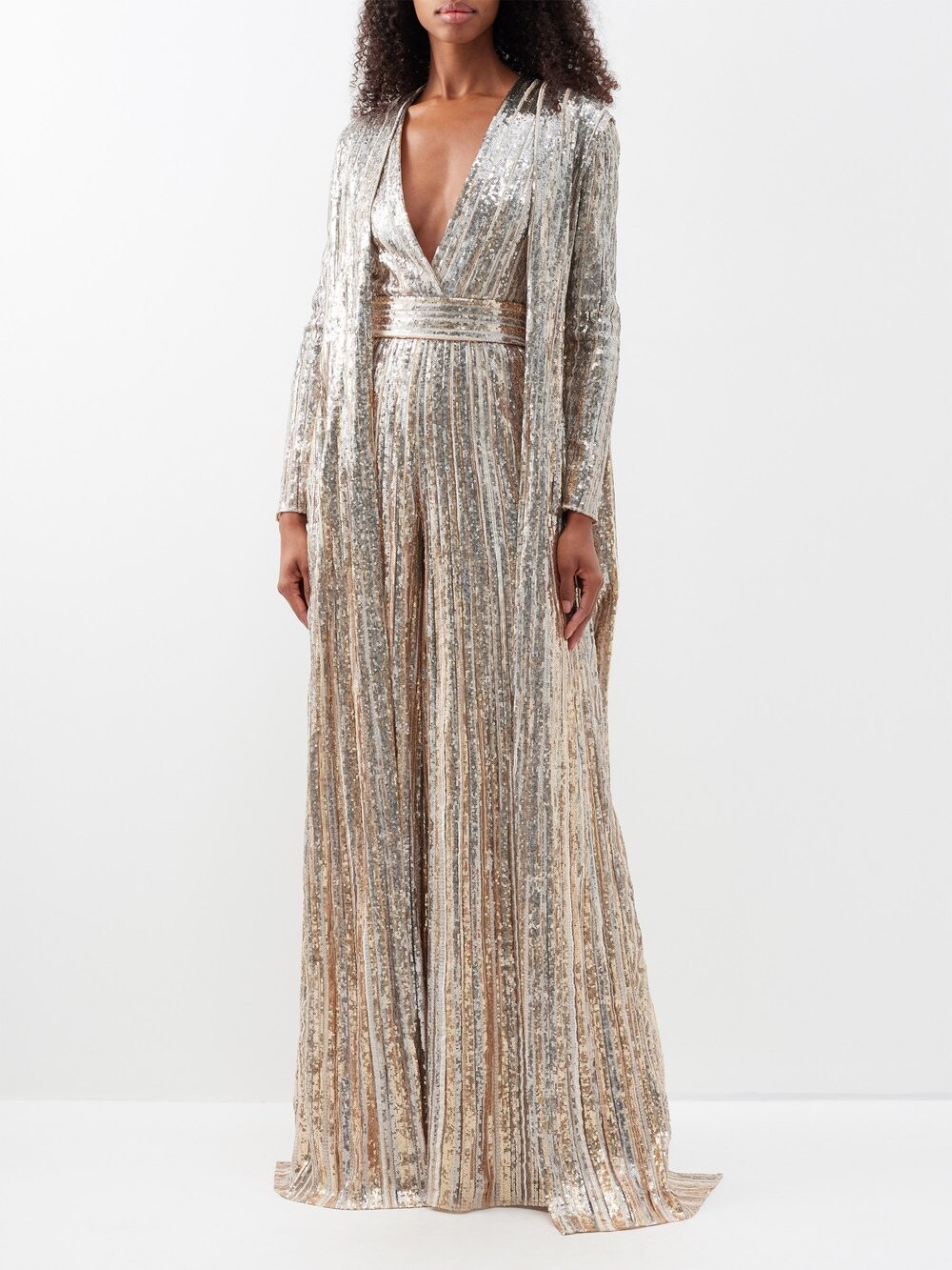 

Комбинезон из тюля с пайетками Elie Saab, золото
