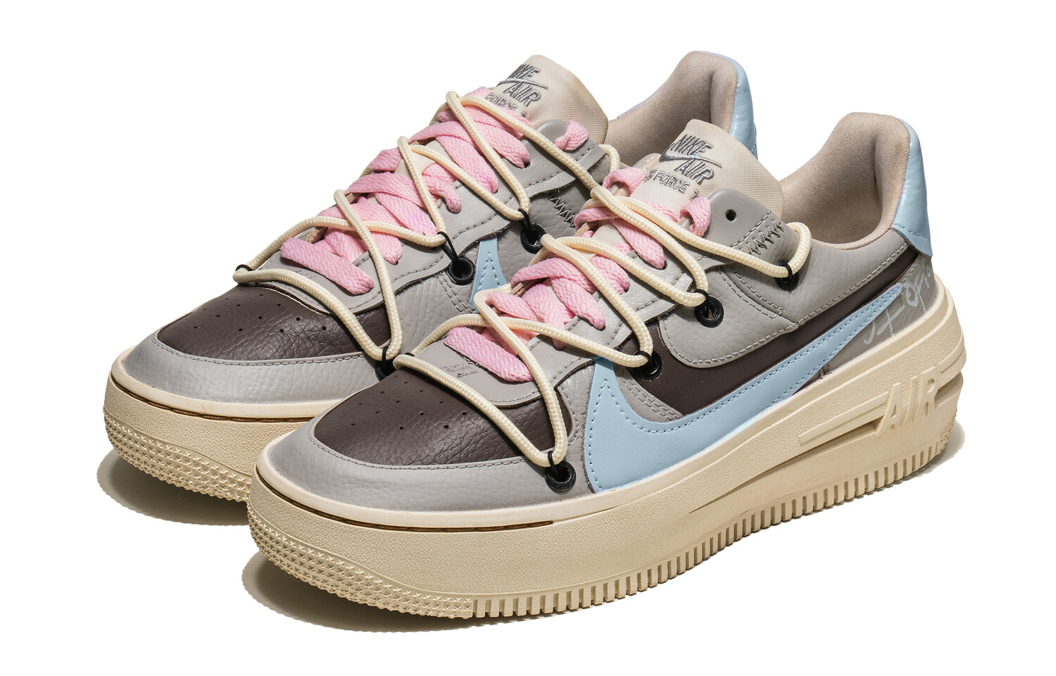 

Кроссовки Nike Air Force 1 Skateboarding Shoes Women's Low-top Beige/gray/blue, голубой, Синий, Кроссовки Nike Air Force 1 Skateboarding Shoes Women's Low-top Beige/gray/blue, голубой