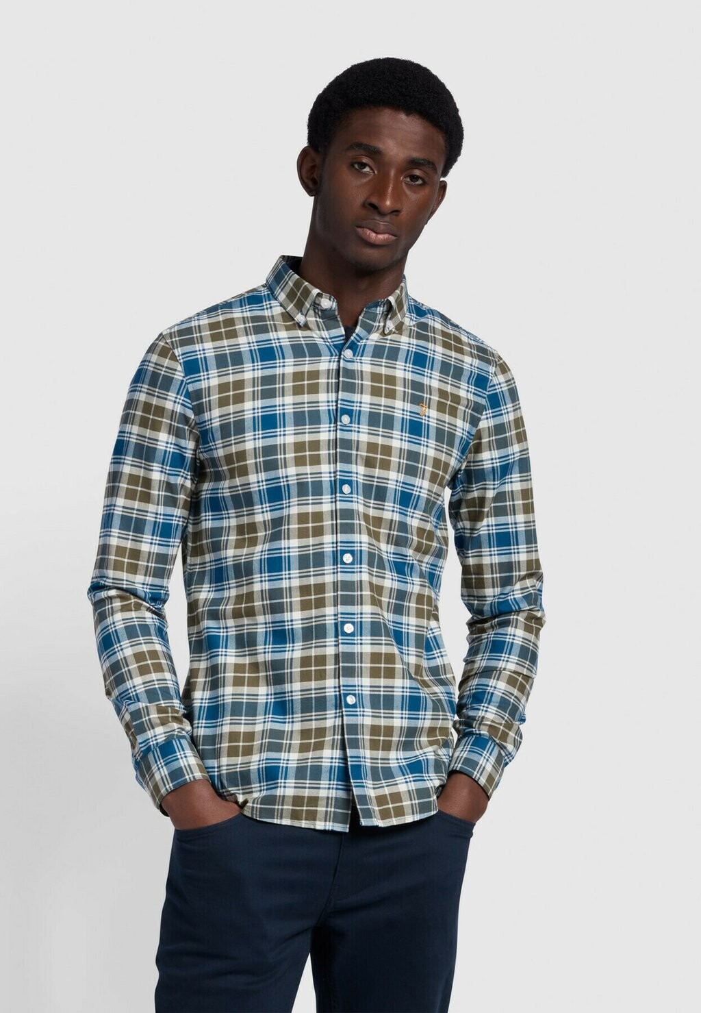 

Рубашка BREWER CHECK Farah, цвет olive green