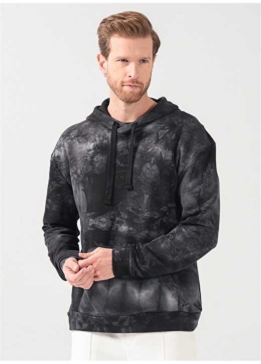 

Черная мужская толстовка с капюшоном и воротником батик Black On Black, Черный