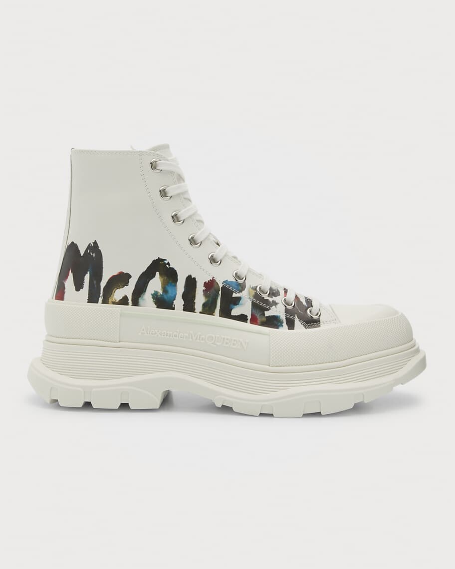 

Мужские кожаные ботинки на шнуровке Tread Slick Graffiti Logo Alexander McQueen