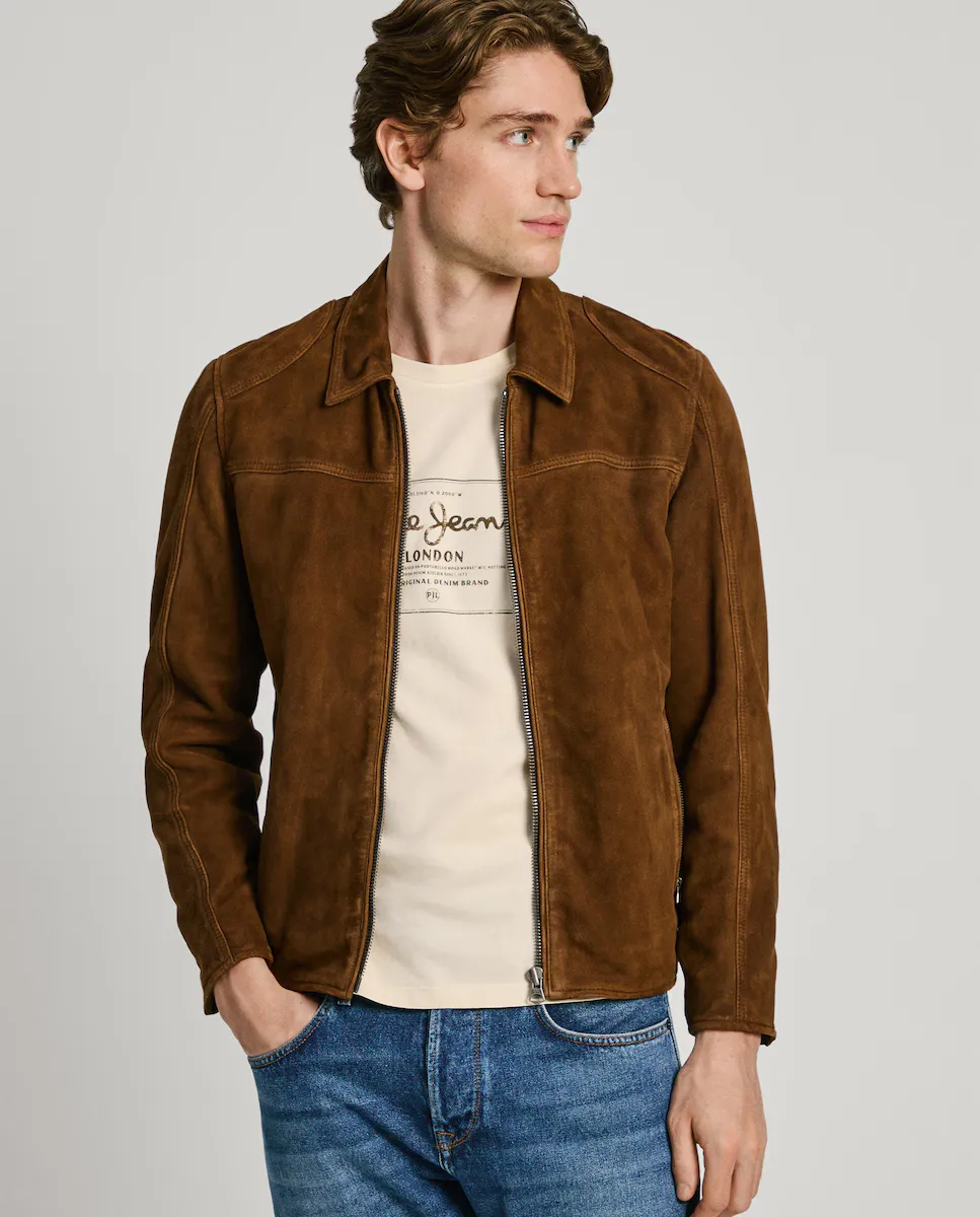 

Мужская куртка из 100% кожи на молнии Pepe Jeans, коричневый