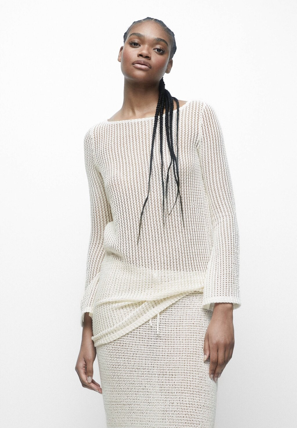 

Вязаное платье PULL&BEAR, бежевый