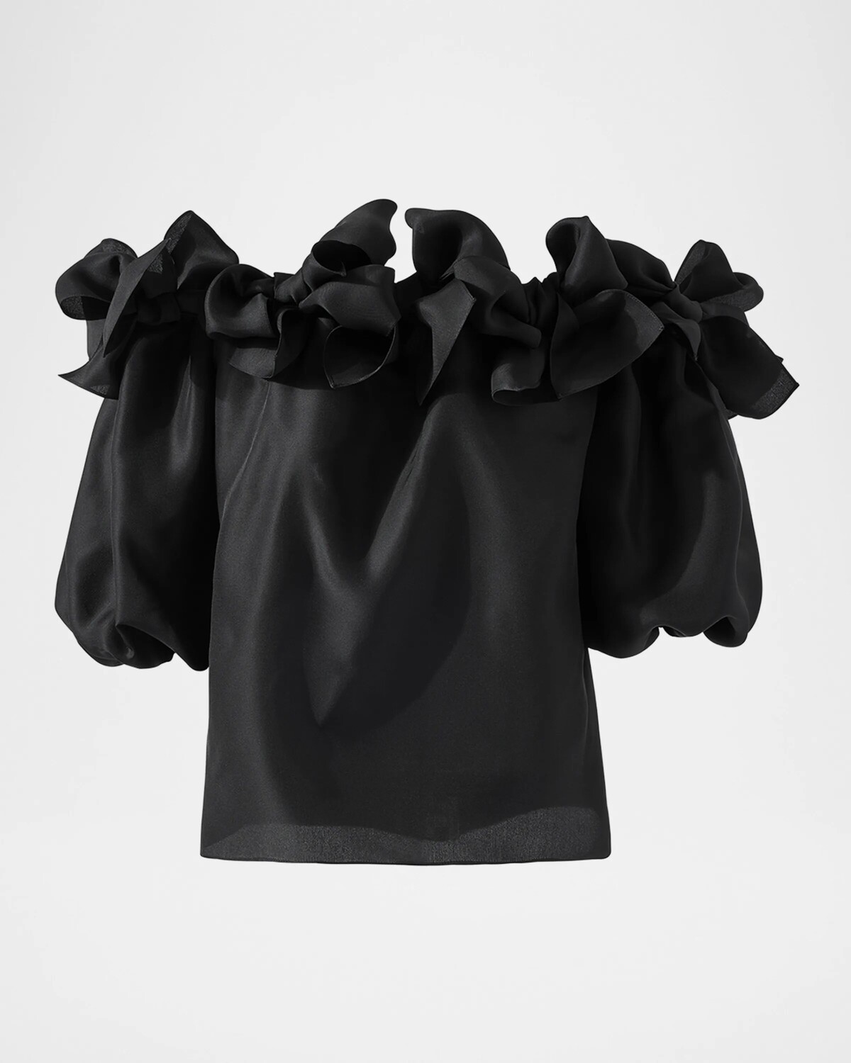 

Топ с открытыми плечами и объемными рукавами с бантом Carolina Herrera, черный