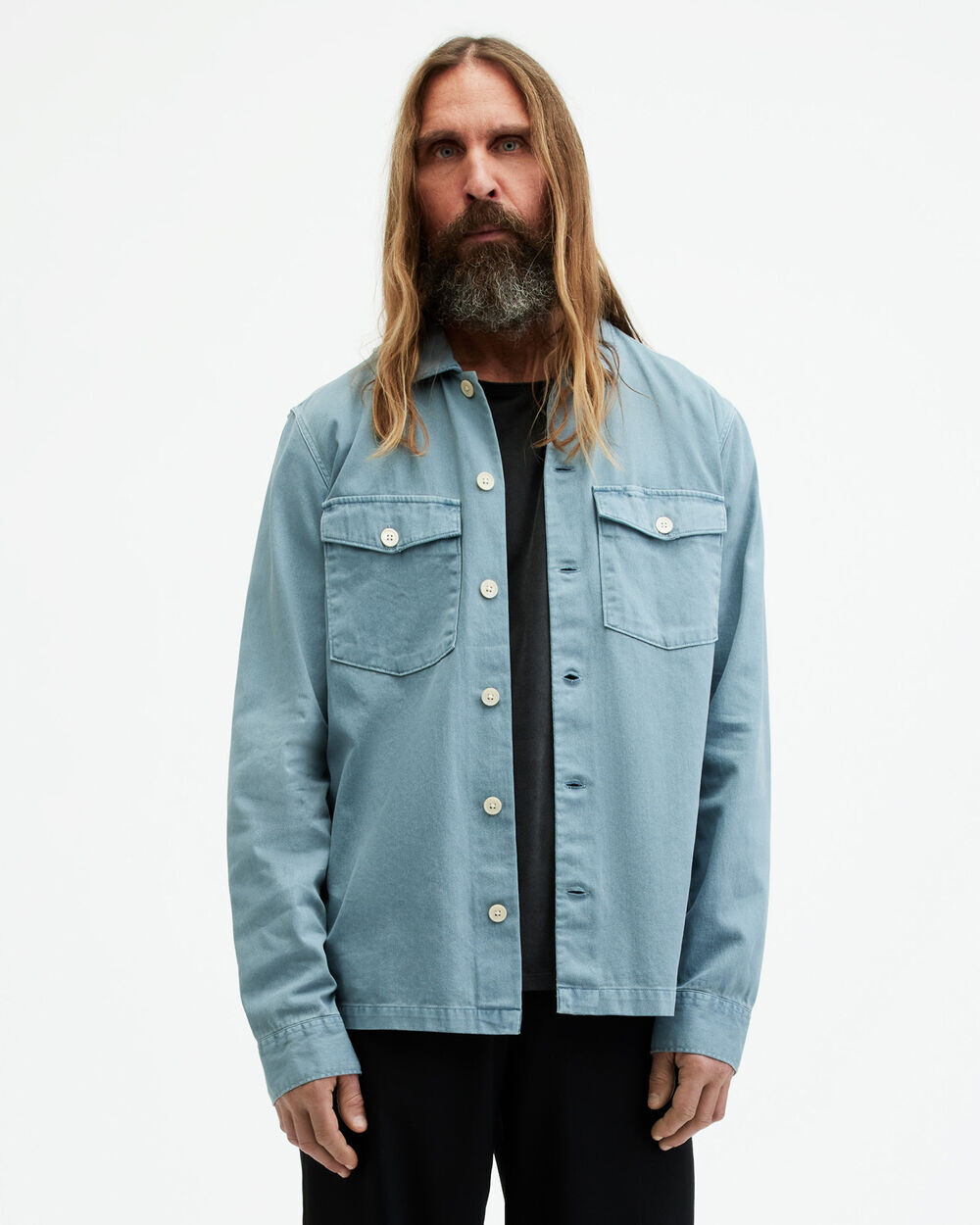 

Рубашка в стиле милитари Spotter с длинными рукавами AllSaints, пыльный синий