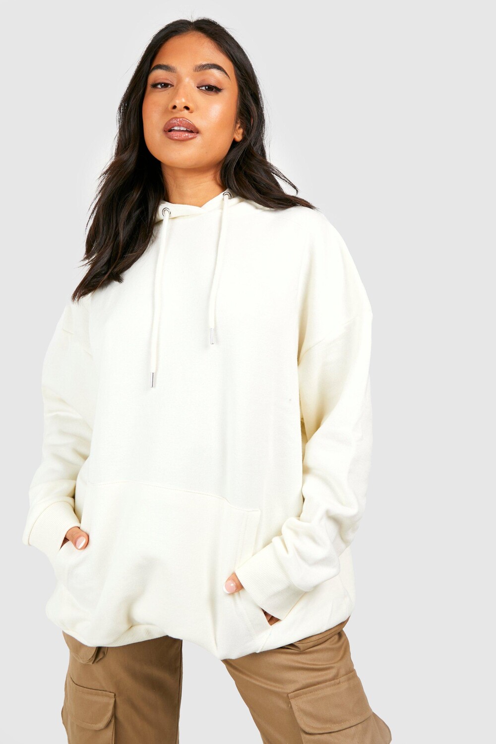 

Худи petite basic оверсайз Boohoo, экру