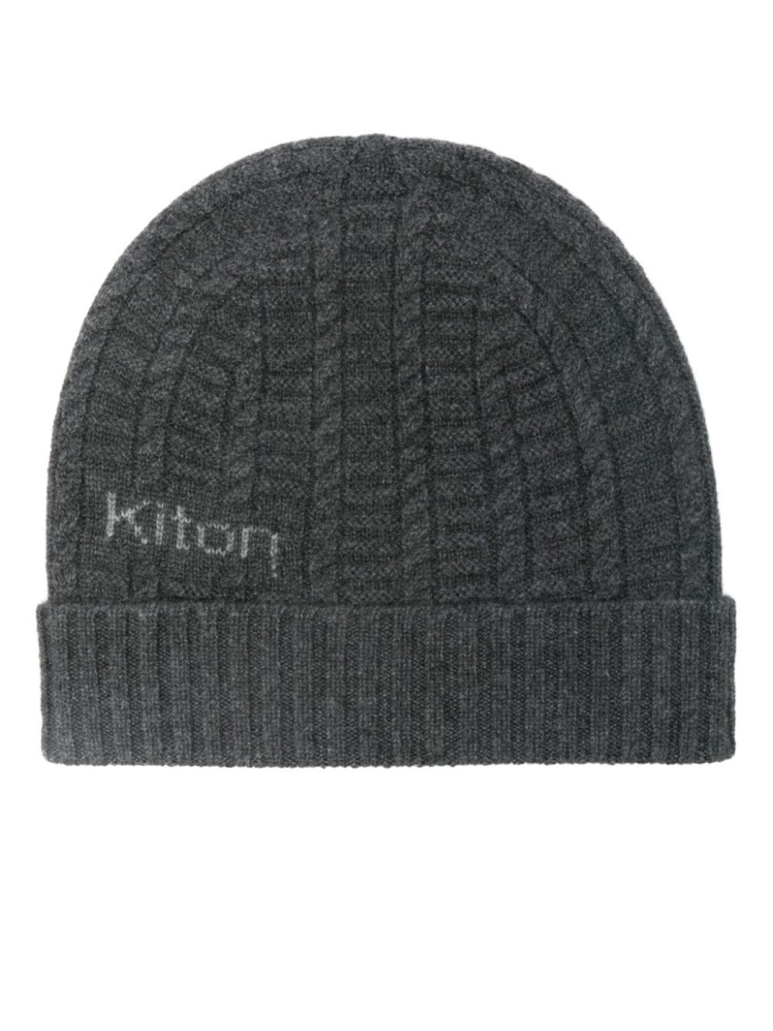 

Kiton шапка-бини из кашемира с логотипом-интарсией, серый