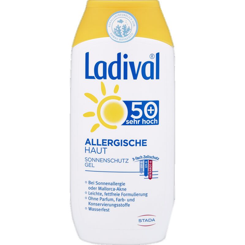 

Солнцезащитный гель для аллергичной кожи 50+ очень высокий Ladival, 200 ml