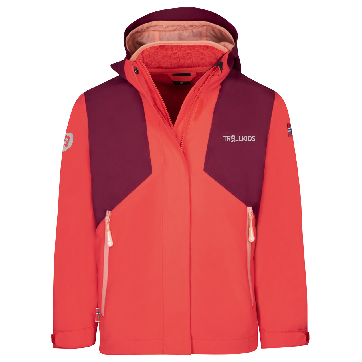 

Двойная куртка Trollkids Girl's Preikestolen 3in1, цвет Redwood/Sweet Cherry/Dahlia