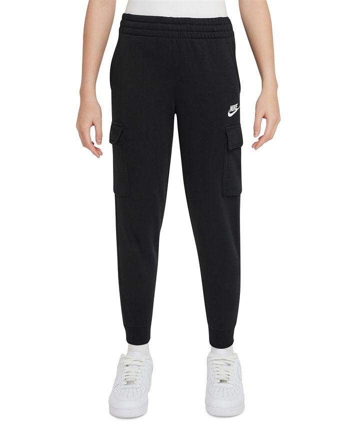Спортивная одежда для больших детей Клубные флисовые брюки-карго Nike, черный