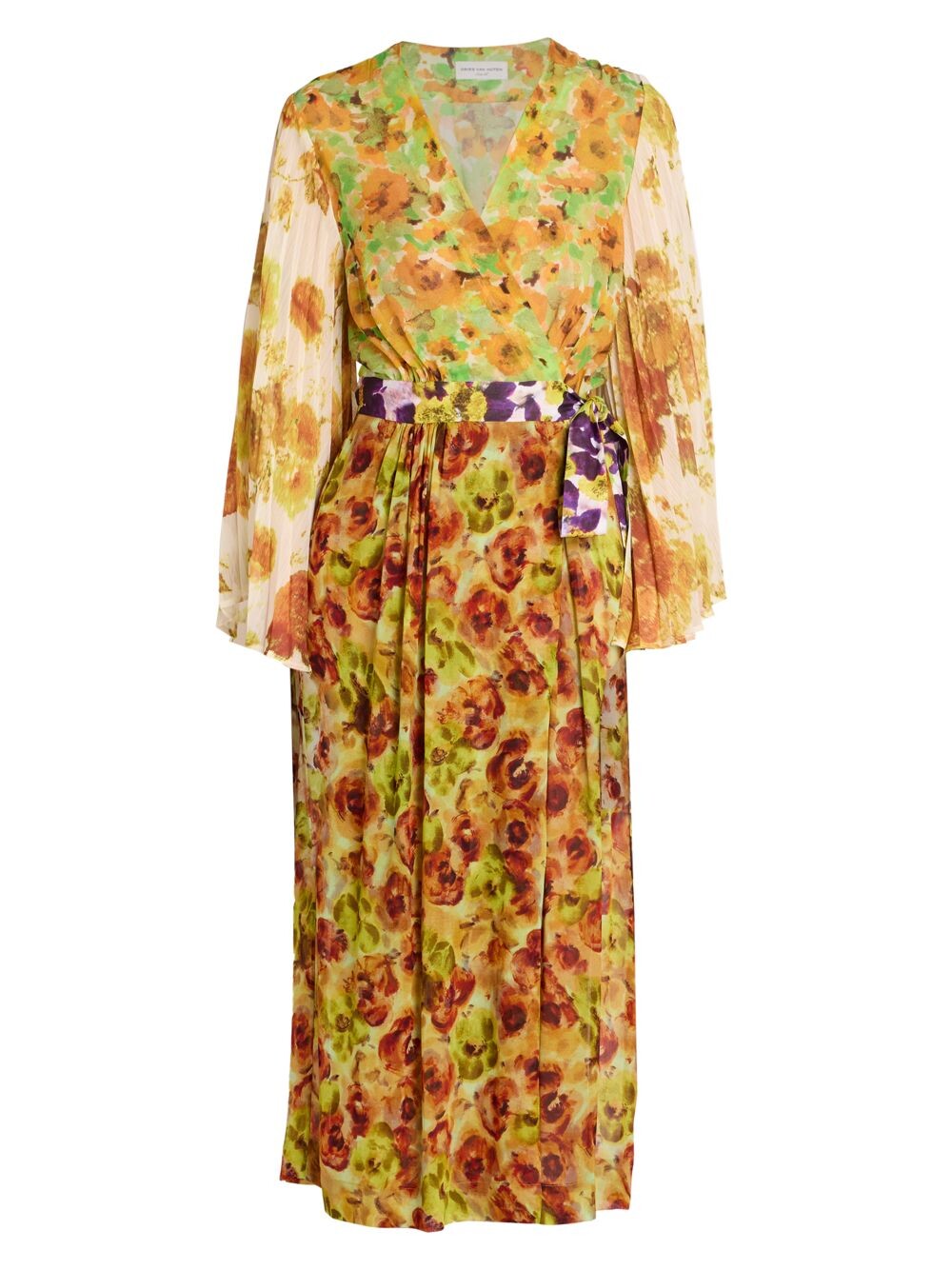 

Платье миди Dooley в технике пэчворк с запахом Dries Van Noten, желтый