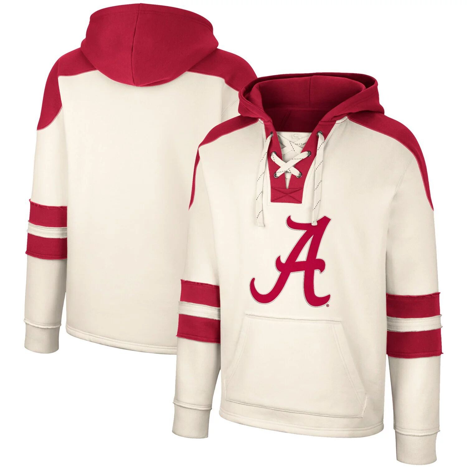 

Мужской кремовый пуловер с капюшоном Alabama Crimson Tide на шнуровке 4.0 Vintage Colosseum, Бежевый