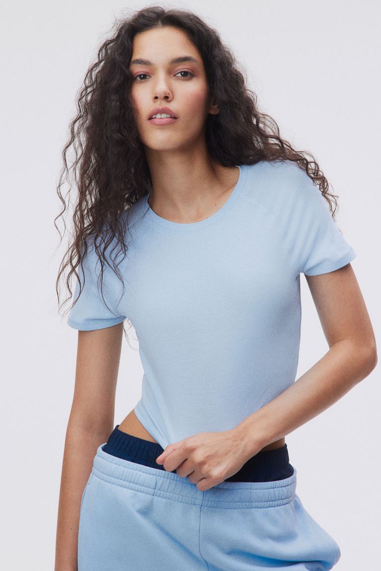 Укороченная футболка H&M, синий