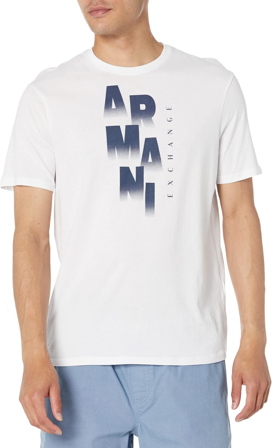 

Футболка с круглым вырезом и логотипом ниспадающего цвета омбре Armani Exchange, белый