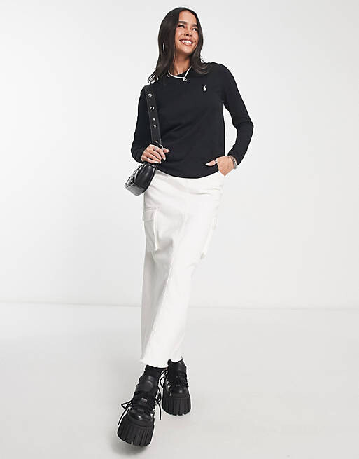 

Черный топ с длинными рукавами Polo Ralph Lauren