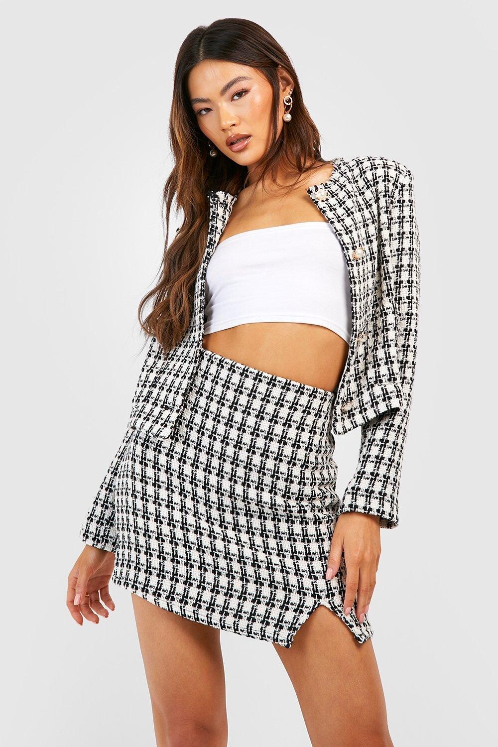 

Мини-юбка с разрезами по бокам Boohoo, черный