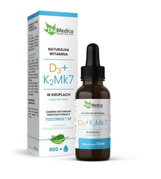 Ekamedica Witaminy D3+ K2MK7 Krople витамин D3+K2, 30 ml витамин д3 к2 aura herbals witamina d3 k2 krople 30 мл