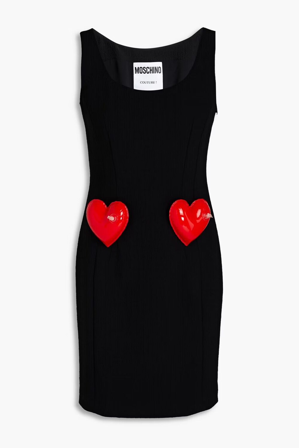 

Платье мини из крепа с аппликацией Moschino, черный
