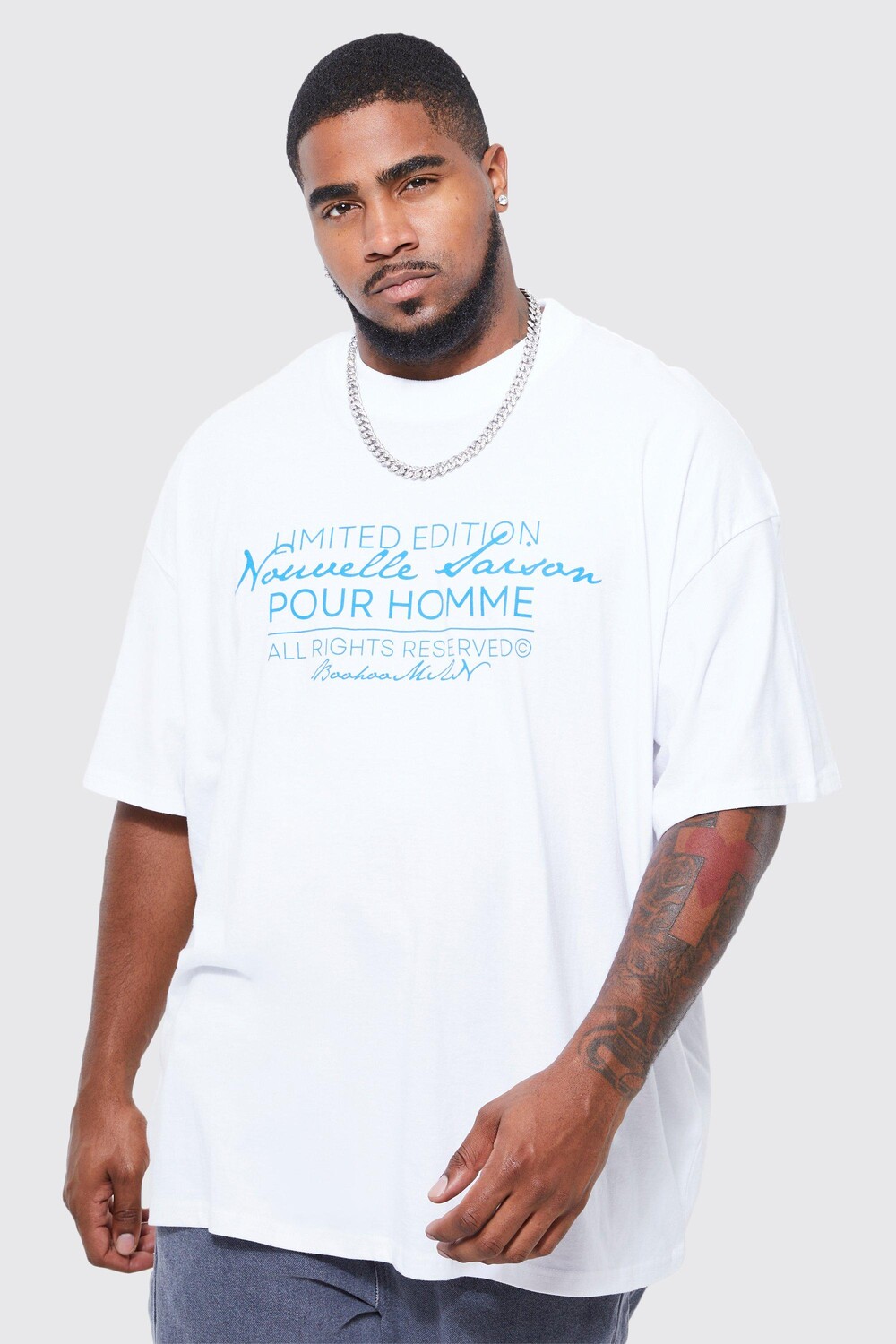 

Футболка oversize heavyweight ltd edition plus Boohoo, белый