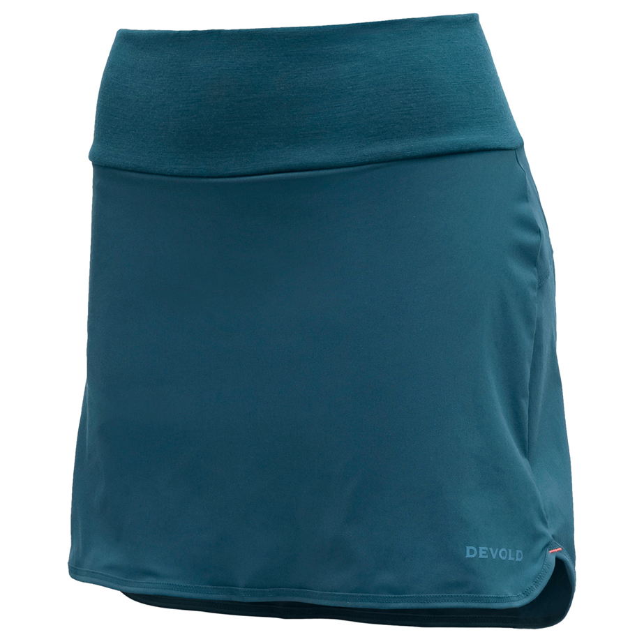 новые женские летние шорты двухслойная бесшовная юбка шорты из вискозы безопасные штаны с высокой талией тонкие облегающие шорты юбка Шорты Devold Women's Running Merino Skirt, цвет Flood