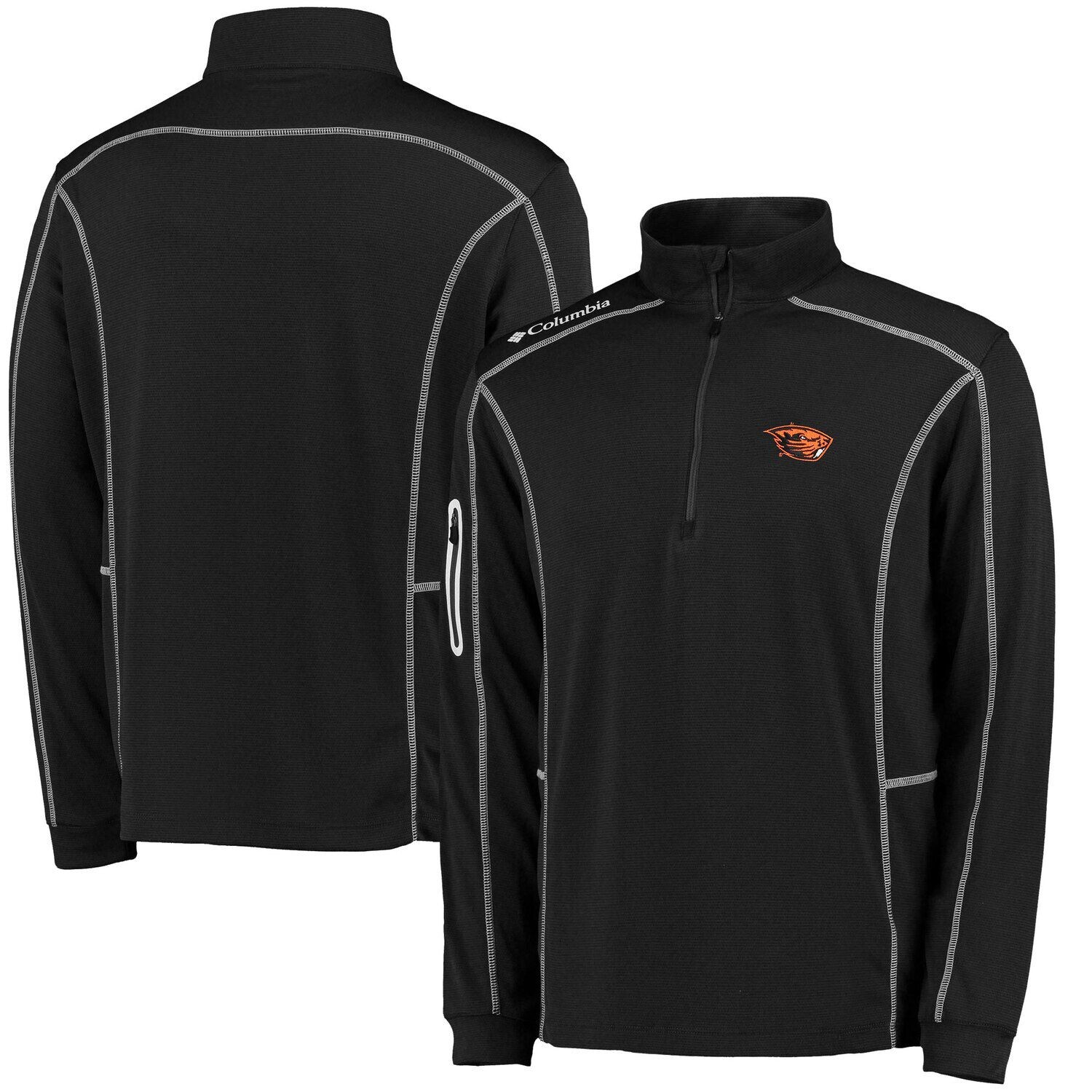 

Мужской пуловер с молнией на четверть, черный, мужской, Columbia Golf Oregon State Beavers