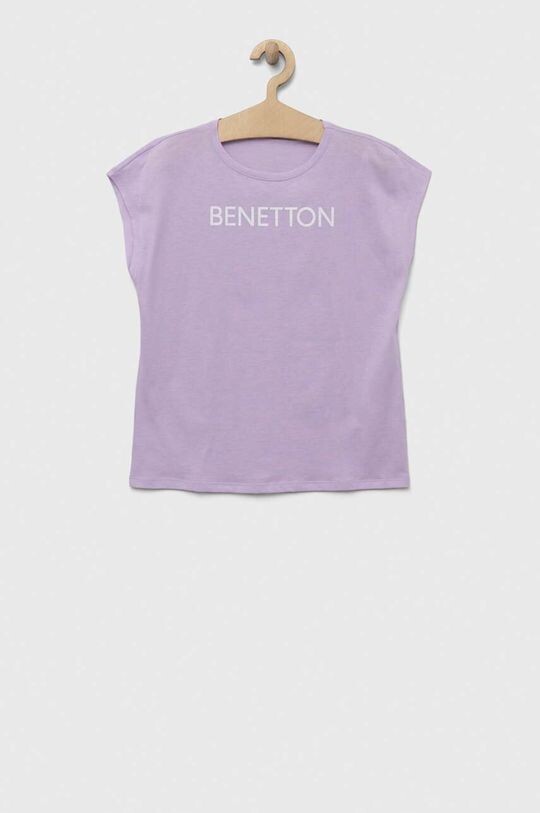 

Детская хлопковая футболка United Colors of Benetton, фиолетовый
