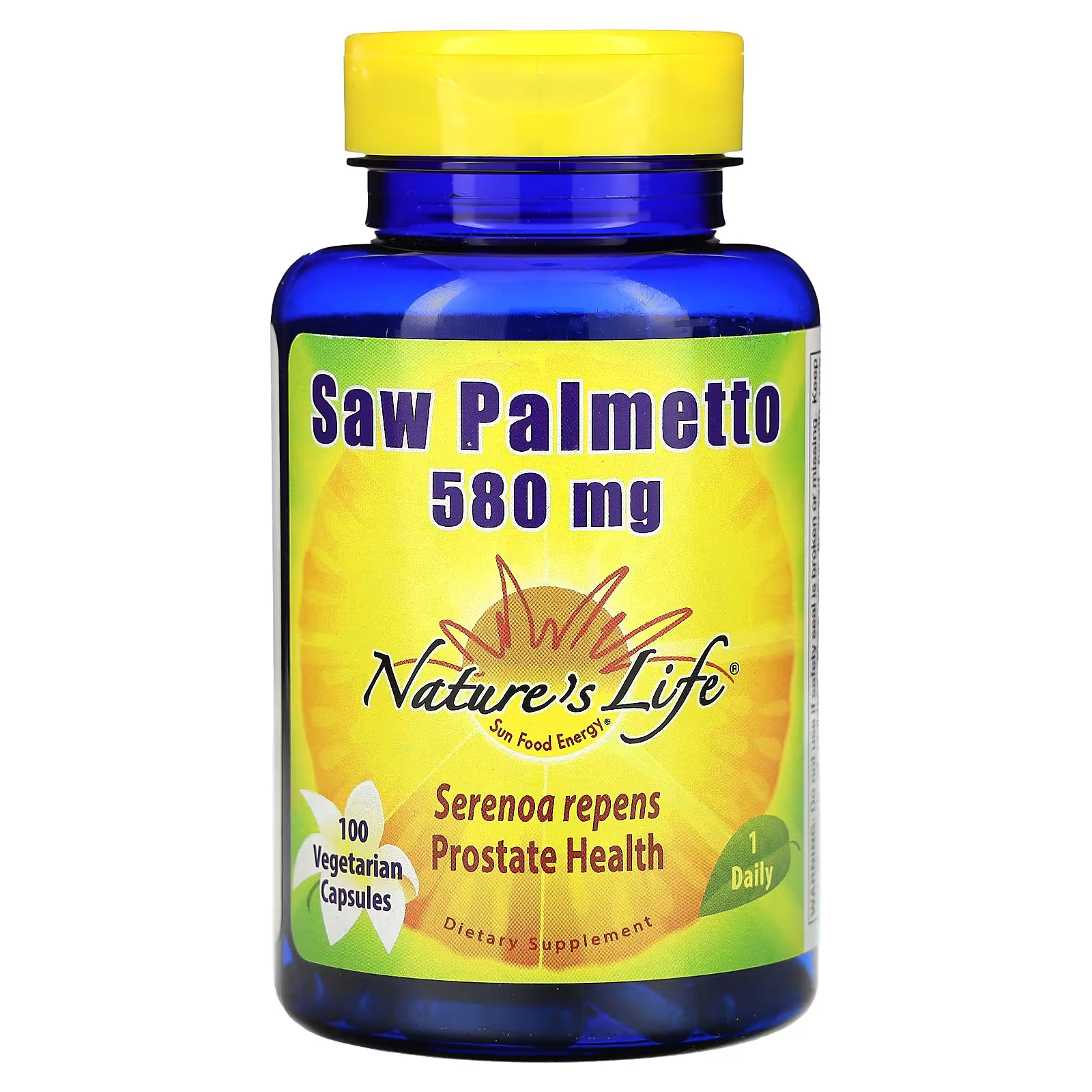 Nature's Life Saw Palmetto 580 мг 100 вегетарианских капсул solaray saw palmetto 120 вегетарианских капсул