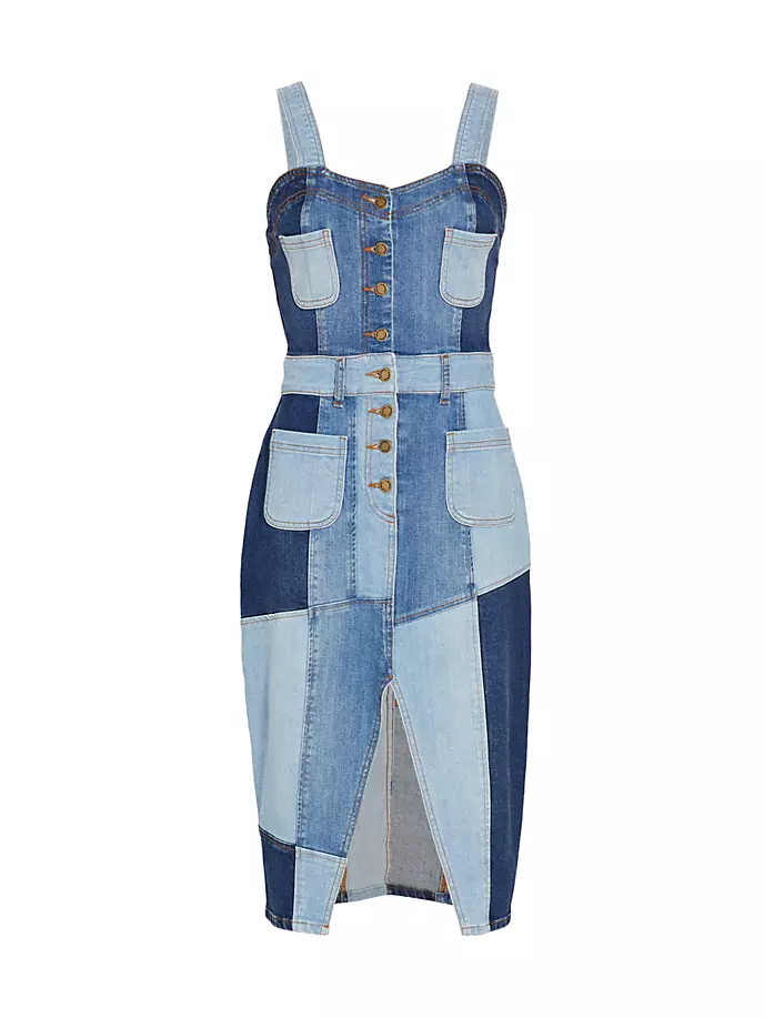 Джинсовое платье-футляр Monica в стиле пэчворк Ramy Brook, цвет patchwork denim