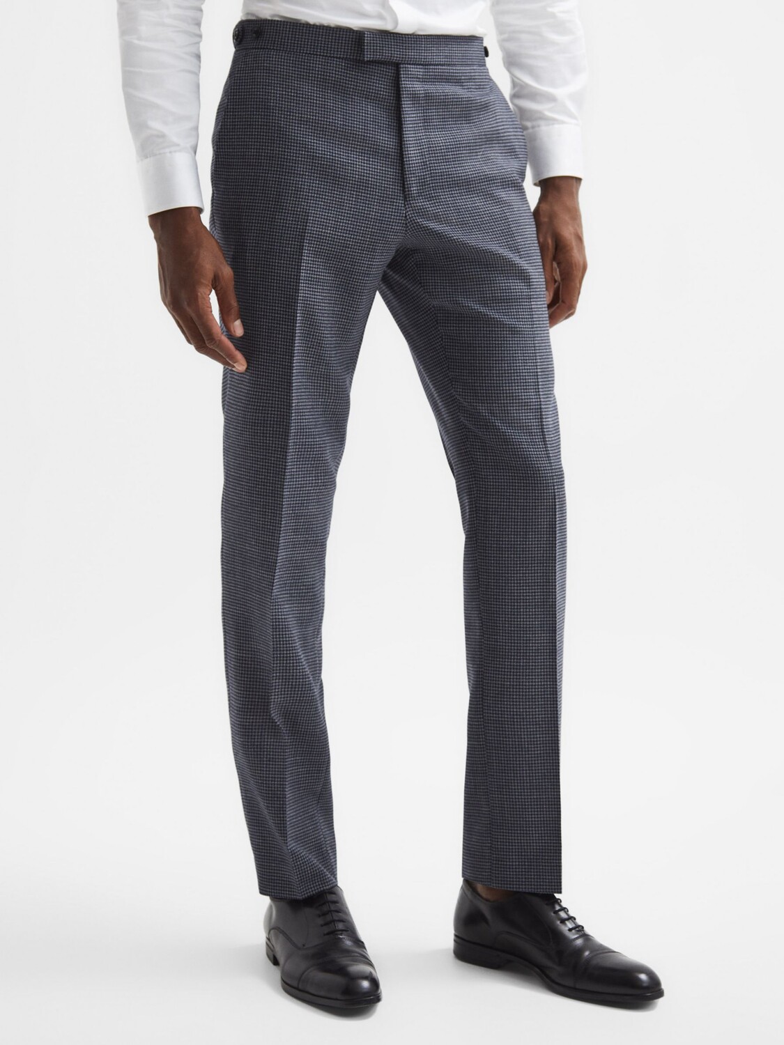 

Reiss Leadenhall Шерстяные брюки с узором Dogtooth, темно-синие, Синий