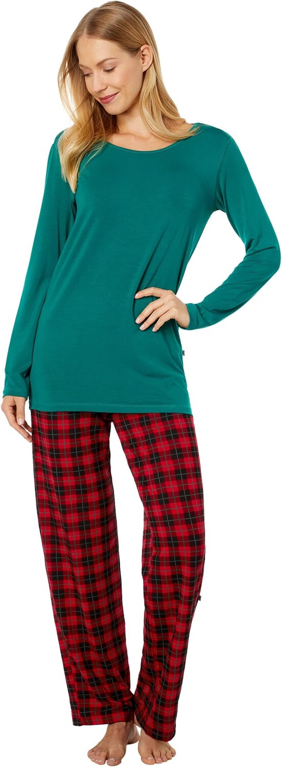 

Пижамный комплект из футболки и брюк Loosey Goosey с длинными рукавами Kickee Pants, цвет Anniversary Plaid
