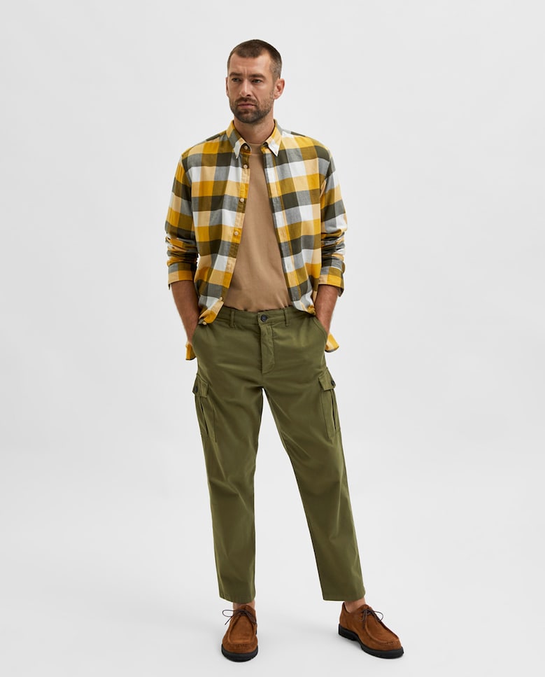 Мужские узкие брюки-карго зауженного кроя Selected, темно-зеленый