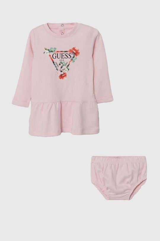 

Хлопковое платье для новорожденных Guess, розовый
